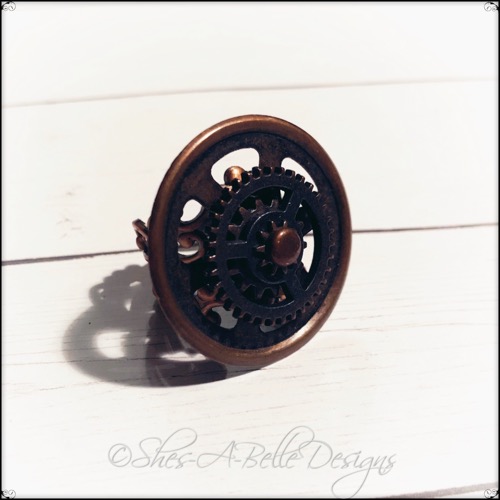 Gearhead Ring in Antique Copper, Adjustable Steampunk Ring Gearhead Ring in Antique Copper, Adjustable Steampunk Ring