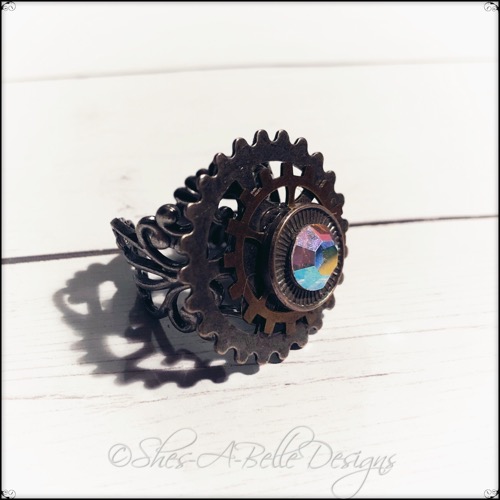 Gearhead Ring in Antique Silver, Adjustable Steampunk Ring Gearhead Ring in Antique Silver, Adjustable Steampunk Ring