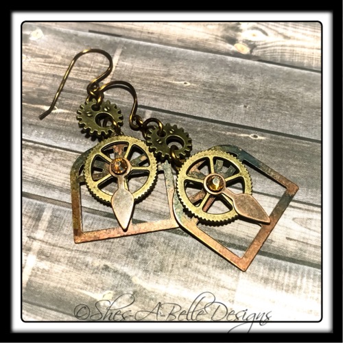 Architect's Steampunk Earrings in Mixed Metals, Steampunk Earrings Architect's Steampunk Earrings in Mixed Metals, Steampunk Earrings