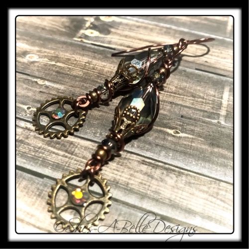 Gearhead Steampunk Earrings in Antique Copper, Steampunk Style Gearhead Steampunk Earrings in Antique Copper, Steampunk Style
