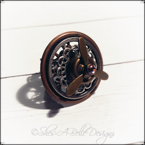 Airship Captain Propeller Ring in Antique Silver and Copper, Adjustable Steampunk Ring Airship Captain Propeller Ring in Antique Silver and Copper, Adjustable Steampunk Ring