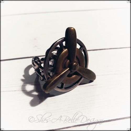 Airship Captain Propeller Ring in Antique Silver and Bronze, Adjustable Steampunk Ring Airship Captain Propeller Ring in Antique Silver and Bronze, Adjustable Steampunk Ring
