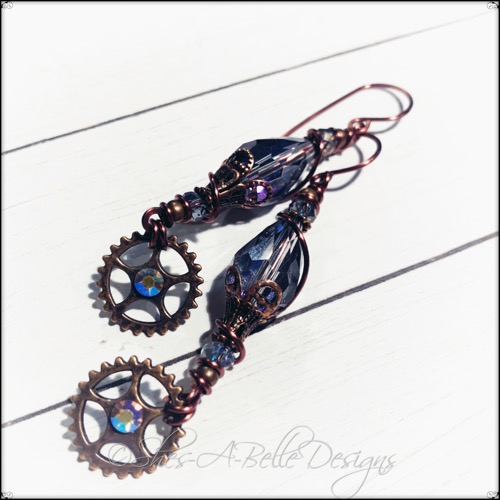 Gearhead Steampunk Earrings in Antique Copper, Steampunk Style Gearhead Steampunk Earrings in Antique Copper, Steampunk Style