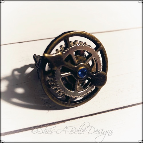 Gearhead Ring in Antique Bronze and Silver, Adjustable Steampunk Ring Gearhead Ring in Antique Bronze and Silver, Adjustable Steampunk Ring