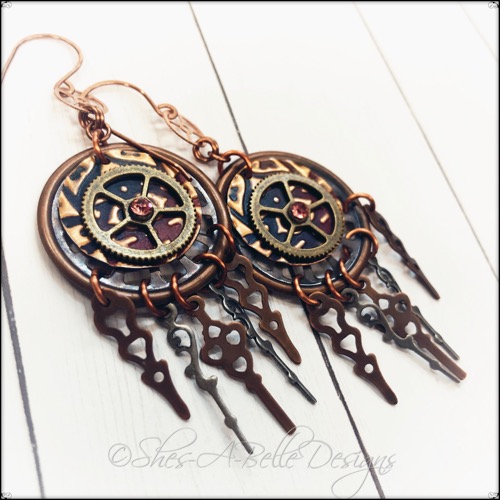 Time Keeper's Earrings in Antique Copper, Steampunk Style Time Keeper's Earrings in Antique Copper, Steampunk Style