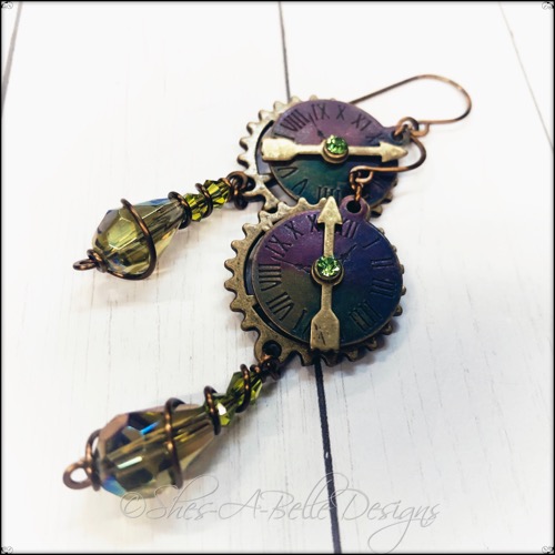 Time Keeper's Earrings in Antique Bronze, Vintage Style Time Keeper's Earrings in Antique Bronze, Vintage Style
