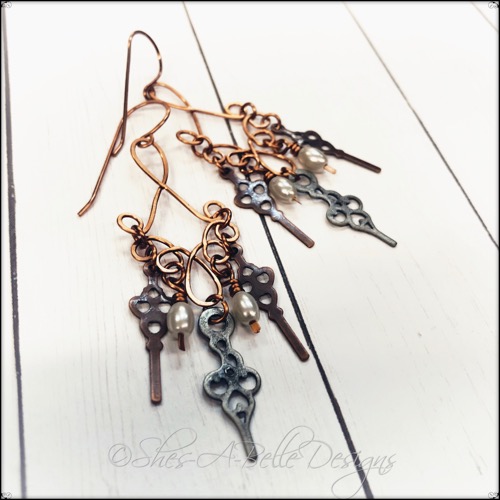 Time Keeper's Steampunk Earrings in Antique Bronze and Copper, Steampunk Earrings Time Keeper's Steampunk Earrings in Antique Bronze and Copper, Steampunk Earrings