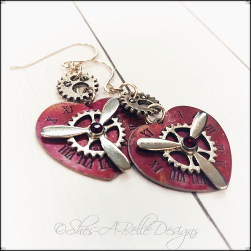 Time Keeper's Steampunk Earrings in Colorized Antique Silver, Steampunk Style Time Keeper's Steampunk Earrings in Colorized Antique Silver, Steampunk Style