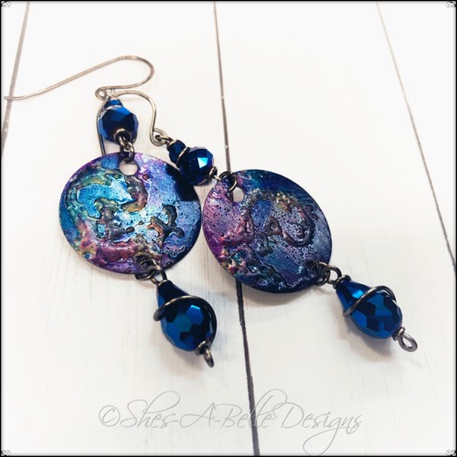 Handpainted Disc Earrings, Steampunk Inspired Jewelry Handpainted Disc Earrings, Steampunk Inspired Jewelry