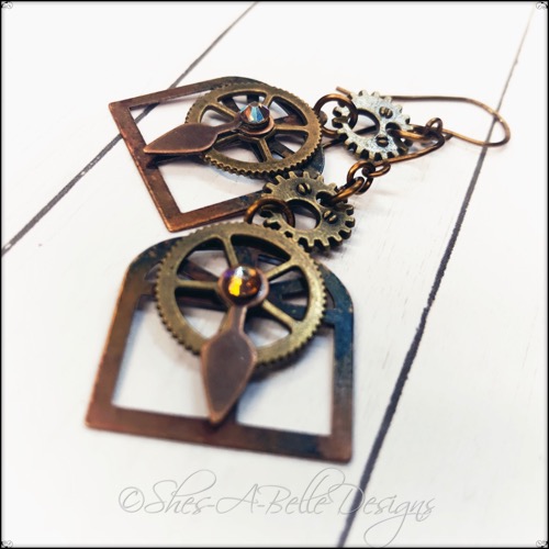 Architect's Steampunk Earrings in Mixed Metals, Steampunk Earrings Architect's Steampunk Earrings in Mixed Metals, Steampunk Earrings