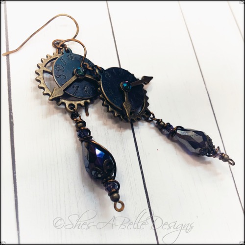 Time Keeper's Earrings in Antique Bronze, Vintage Style Time Keeper's Earrings in Antique Bronze, Vintage Style