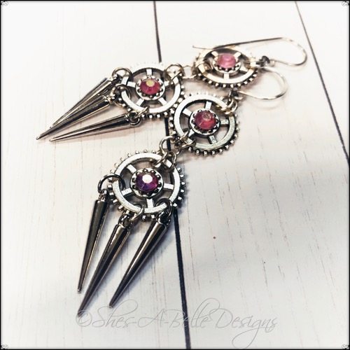 Gearhead Steampunk Earrings in Antique Silver, Steampunk Style Gearhead Steampunk Earrings in Antique Silver, Steampunk Style