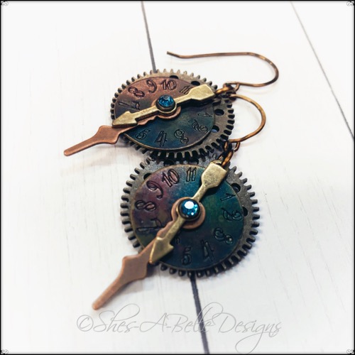 Time Keeper's Earrings in Antique Bronze and Antique Copper, Vintage Style Time Keeper's Earrings in Antique Bronze and Antique Copper, Vintage Style