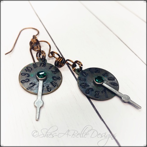 Time Keeper's Earrings in Antique Bronze and Silver, Vintage Style Time Keeper's Earrings in Antique Bronze and Silver, Vintage Style