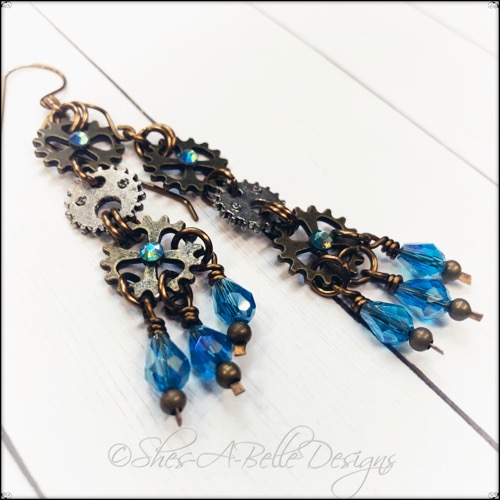 Gearhead Steampunk Earrings in Mixed Metals, Steampunk Style Gearhead Steampunk Earrings in Mixed Metals, Steampunk Style