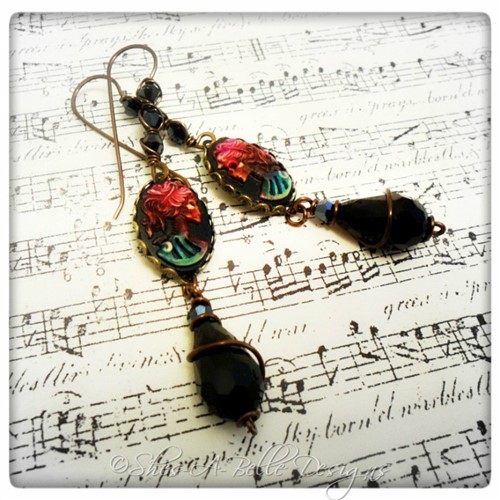 Dia de Los Muertos Gothika Steampunk Earrings in Antique Bronze, Gothic Style Dia de Los Muertos Gothika Steampunk Earrings in Antique Bronze, Gothic Style