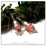 Apple Blossom Fairy Flower Drop Earrings in Bright Silver, Lucite Flower Earrings Apple Blossom Fairy Flower Drop Earrings in Bright Silver, Lucite Flower Earrings