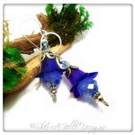 Blueberry Fairy Flower Drop Earrings in Bright Silver, Lucite Flower Earrings Blueberry Fairy Flower Drop Earrings in Bright Silver, Lucite Flower Earrings