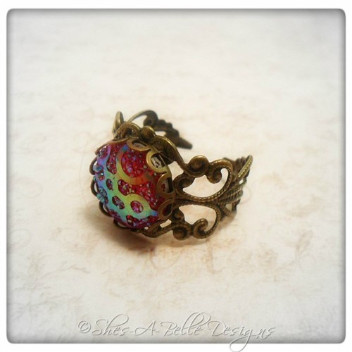 Dragon Scales Victorian Ring in Antique Bronze, Adjustable Dragon Scales Victorian Ring in Antique Bronze, Adjustable