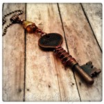 Haunted Key Necklace in Antique Copper, Altered Key Steampunk Necklace Haunted Key Necklace in Antique Copper, Altered Key Steampunk Necklace