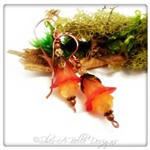 Orange Blossom Fairy Flower Drop Earrings in Antique Copper, Lucite Flower Earrings Orange Blossom Fairy Flower Drop Earrings in Antique Copper, Lucite Flower Earrings