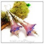 Petunia Fairy Flower Trumpet Earrings in Bright Silver, Lucite Flower Earrings Petunia Fairy Flower Trumpet Earrings in Bright Silver, Lucite Flower Earrings