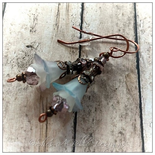 Frost Fairy Flower Drop Earrings in Antique Copper Lucite Flower Earrings