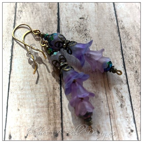 Canterbury Bells Fairy Flower Vine Earrings in Antique Bronze, Lucite Flower Earrings