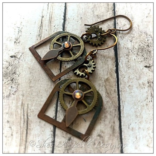 Architect's Steampunk Earrings in Mixed Metals, Steampunk Earrings