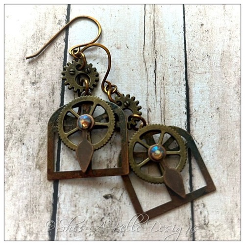 Architect's Steampunk Earrings in Mixed Metals, Steampunk Earrings