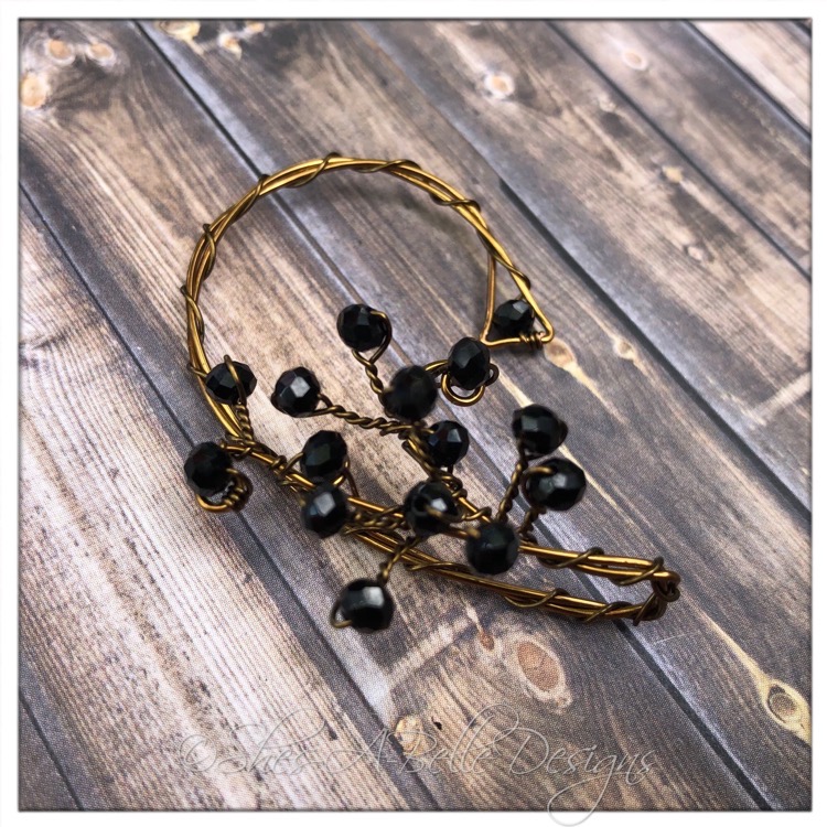 Midnight Fairy Beaded Branches Wired Right Ear Wrap in Antique Bronze