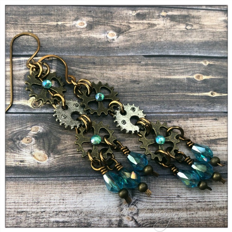 Gearhead Steampunk Earrings in Mixed Metals, Steampunk Style