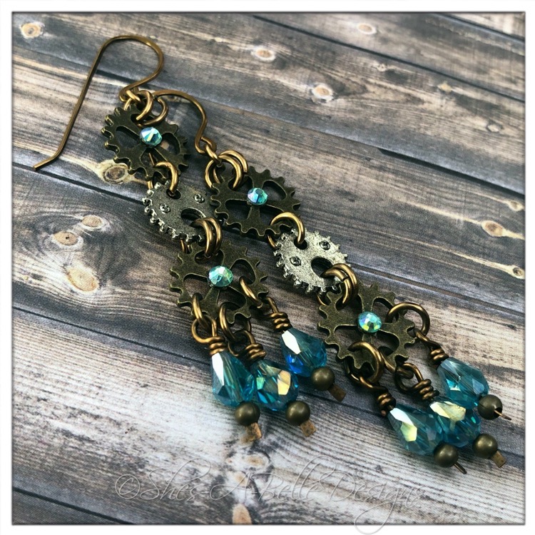 Gearhead Steampunk Earrings in Mixed Metals, Steampunk Style