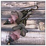 Winter Storm Fairy Flower Trumpet Trail Earrings in Antique Bronze, Lucite Flower Earrings