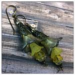 Blueberry Lemonade Fairy Flower Trumpet Trail Earrings in Antique Bronze, Lucite Flower Earrings