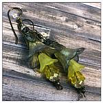 Blueberry Lemonade Fairy Flower Trumpet Trail Earrings in Antique Bronze, Lucite Flower Earrings