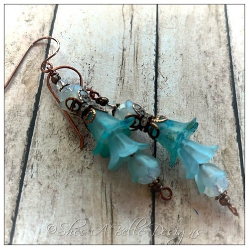 Wintergreen Fairy Flower Vine Earrings in Gunmetal, Lucite Flower Earrings