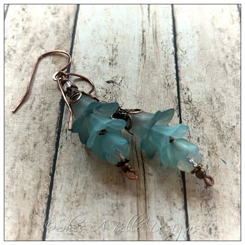 Wintergreen Fairy Flower Vine Earrings in Antique Copper, Lucite Flower Earrings
