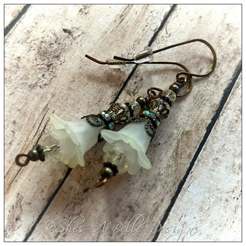 Lemon Drop Fairy Flower Drop Earrings in Antique Bronze, Lucite Flower Earrings