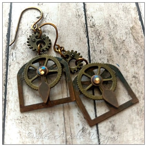 Architect's Steampunk Earrings in Mixed Metals, Steampunk Earrings