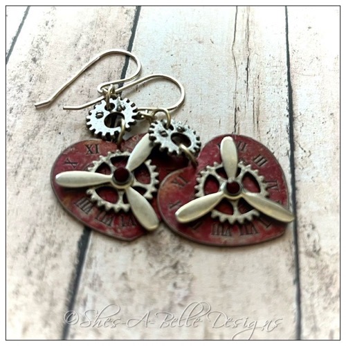 Time Keeper's Steampunk Earrings in Colorized Antique Silver, Steampunk Style