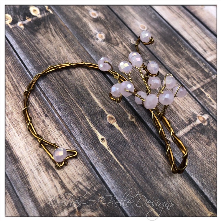Apple Blossom Fairy Beaded Branches Wire Wrapped Left Ear Wrap in Antique Bronze
