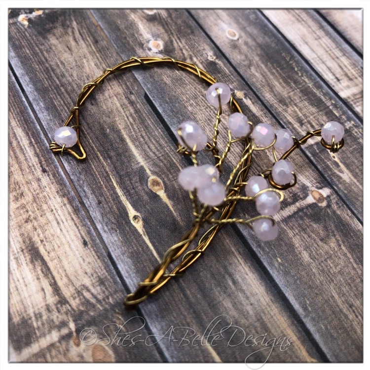 Apple Blossom Fairy Beaded Branches Wire Wrapped Left Ear Wrap in Antique Bronze