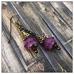 Clover Fairy Flower Drop Earrings in Antique Bronze, Lucite Flower Earrings