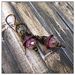 Clover Fairy Flower Drop Earrings in Antique Bronze, Lucite Flower Earrings