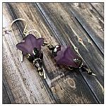 French Lilac Fairy Flower Upside Down Drop Earrings in Antique Silver, Lucite Flower Earrings