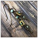 Antique Lock and Skeleton Key Earrings in Antique Bronze, Steampunk Earrings