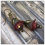 Blackberry Fairy Flower Drop Earrings in Antique Bronze, Lucite Flower Earrings