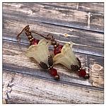 Fiery Sunset Fairy Flower Upside Down Drop Earrings in Antique Copper, Lucite Flower Earrings