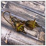 Sunflower Fairy Flower Drop Earrings in Antique Bronze, Lucite Flower Earrings